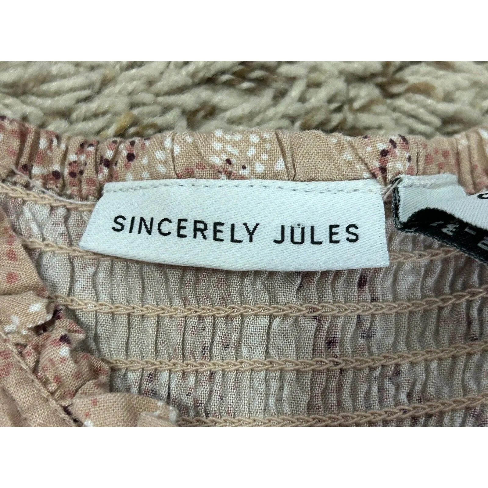 Sincerely Jules Midi Dress Cottagecore Smocked Blush Pink‎ Lace Up Puff Sleeve S - Image 7