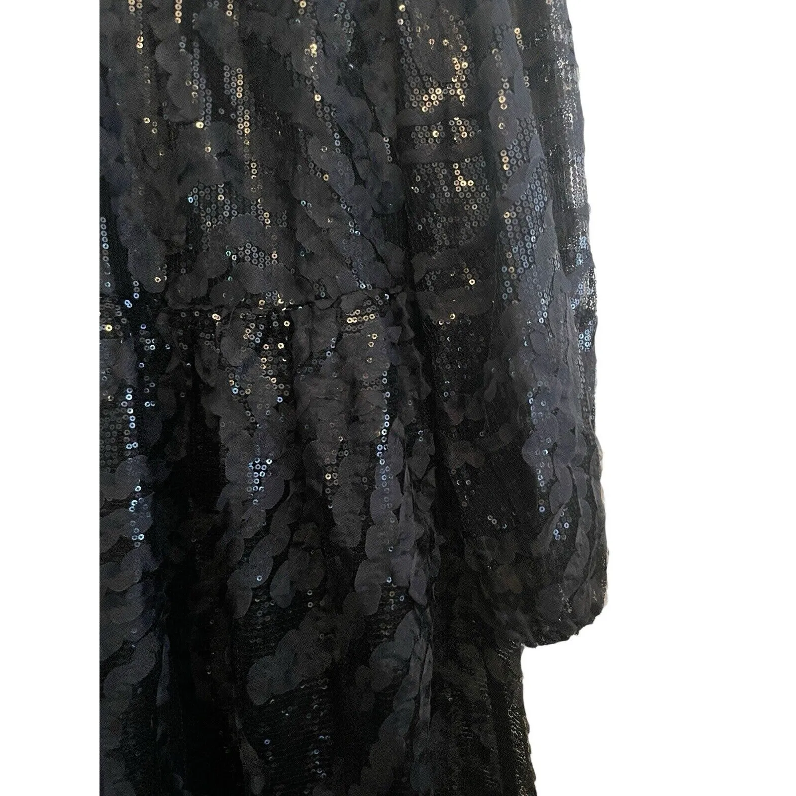 Eloquii Lace Sequin‎ Long Sleeve Maxi Dress Gown Size 16 Black Formal Sheer NWT - Image 7