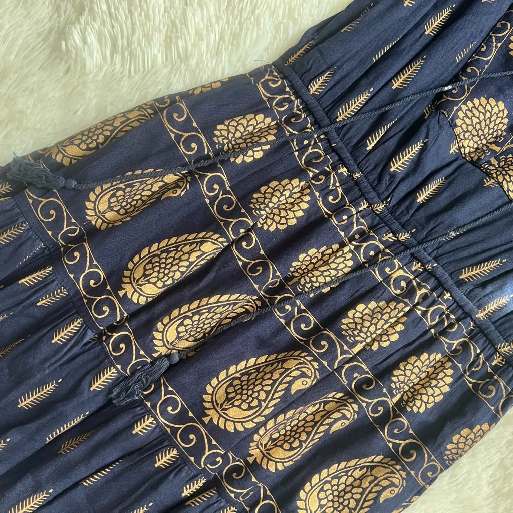 Lapogee Women’s Navy and Gold Sleeveless Dress Size M Blue Size M - Image 3