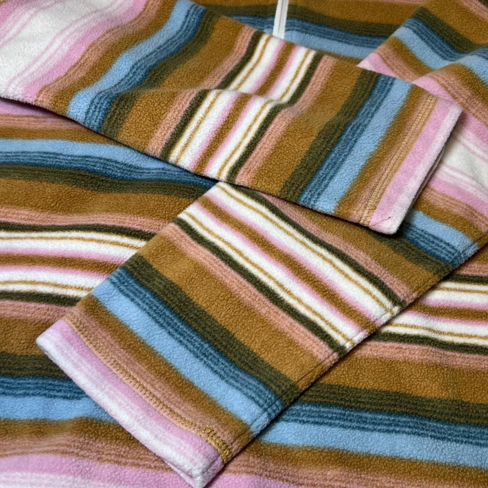 Eddie Bauer Womens Large 1/4 Zip Fleece Pullover Multicolor Striped Mock Neck - Image 10