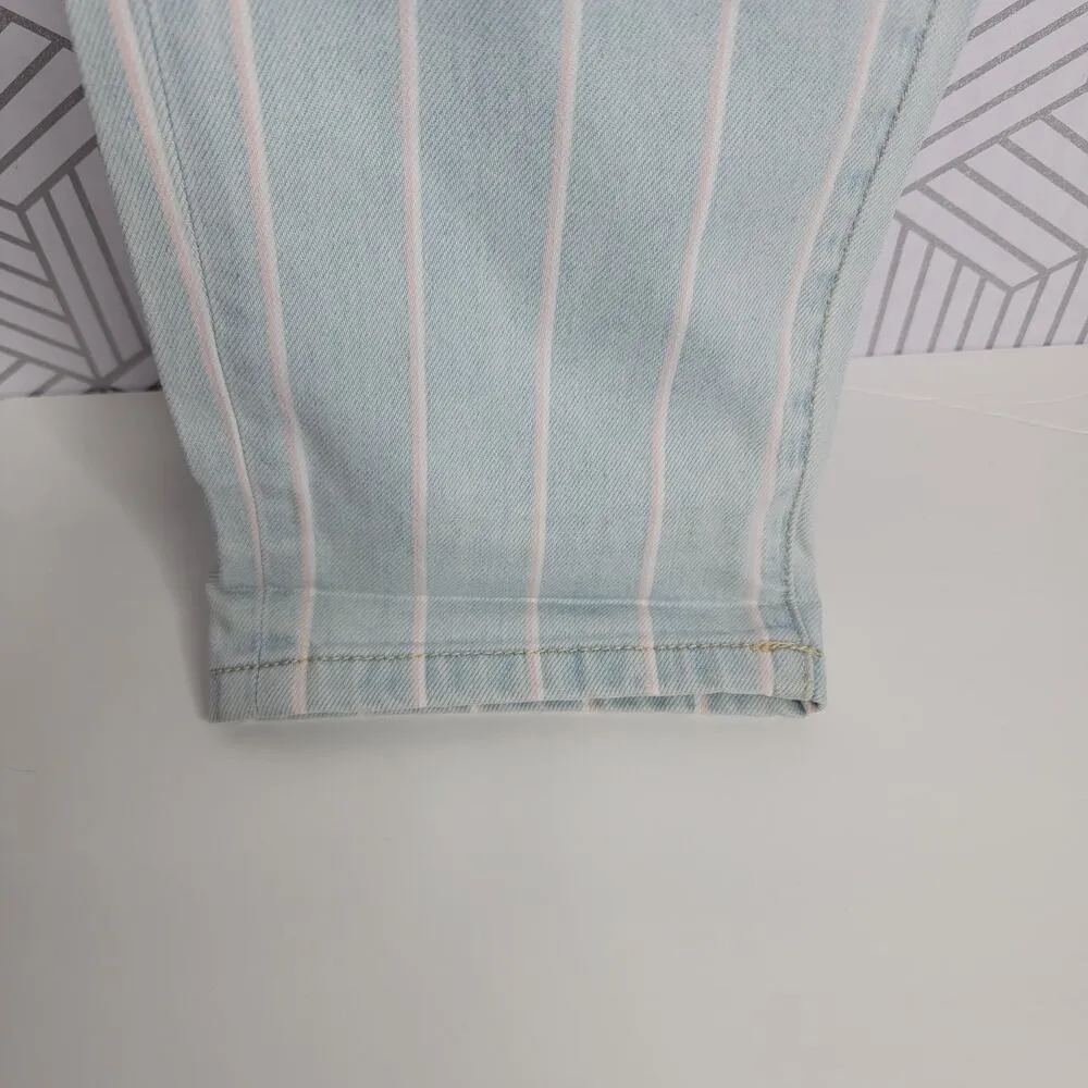 Kancan High Rise Stripe Mom Jeans Blue Size 28 - Image 11