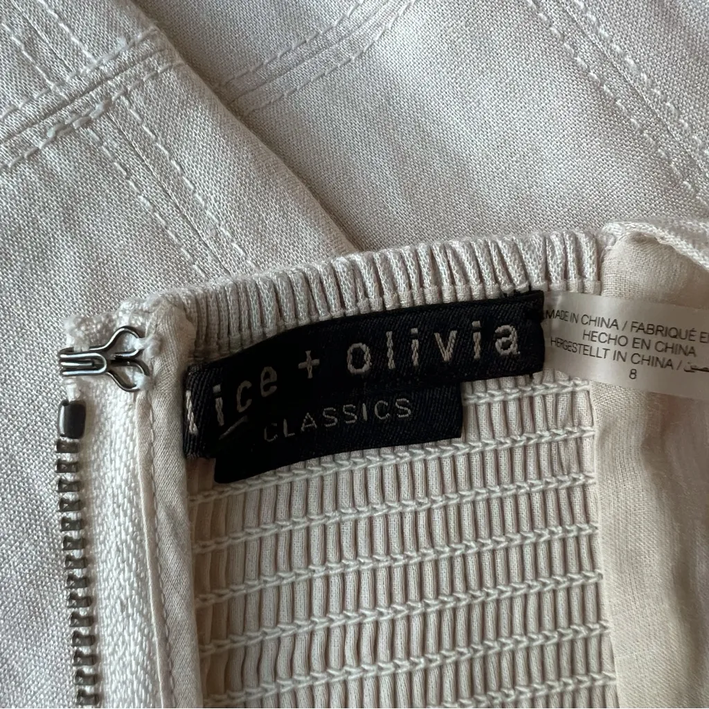 Alice + Olivia Leandra Sleeveless Linen Mini Dress In Oatmeal - Image 8