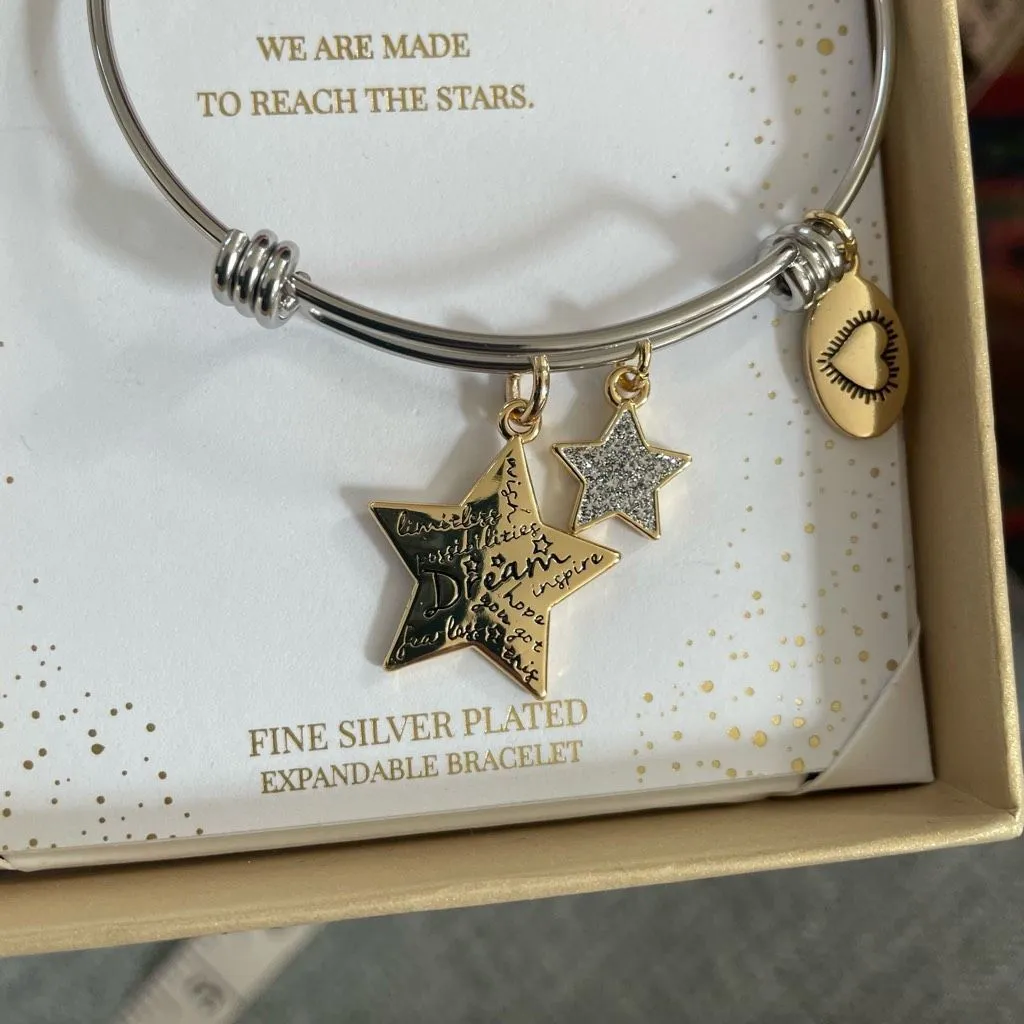 NIB New in Box Footnotes Dream Silver Plated Expandable Bracelet Gift - Image 3