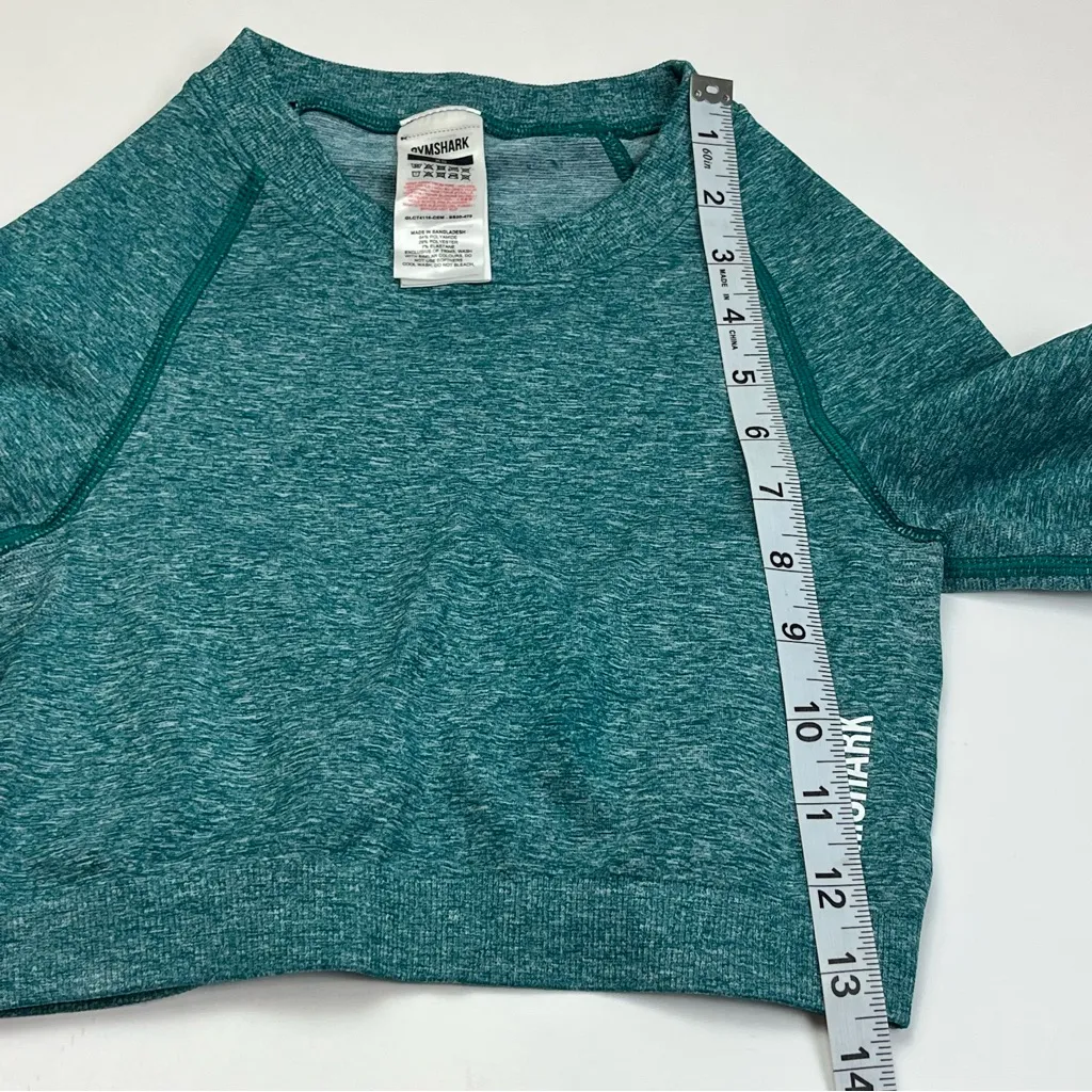 GymShark Womens Size XS Teal Long Sleeve Cropped‎ Fitted Top Workout Athletic - Image 7