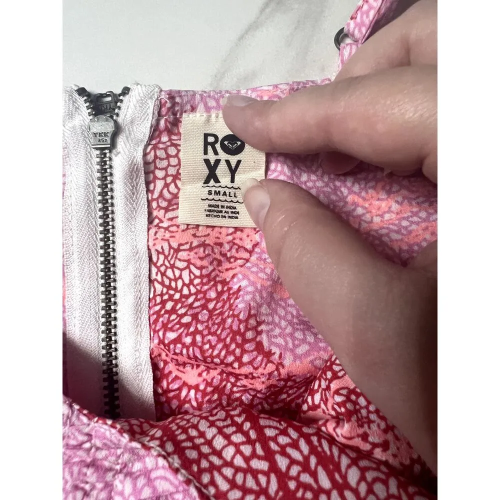 Roxy Short Dress Women's Size Small Bright Leaf Print Empire Waist Vacation - Image 6