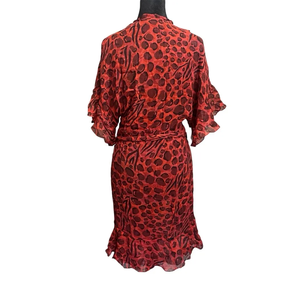 IRO Asymmetric Leopard Print Chiffon Mini Wrap Dress - Image 2