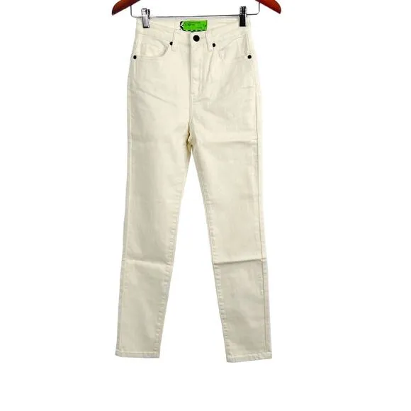 SR Sandrine‎ Rose x Free People ALPS Color Straight Leg Jeans Size 24 Cream NWT - Image 3