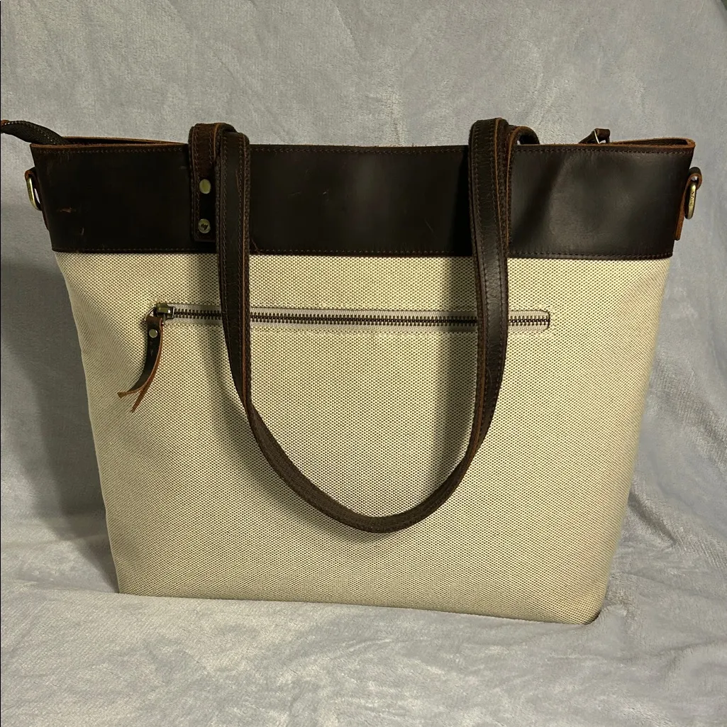 SZone Leather & Canvas Laptop Tote - Image 2