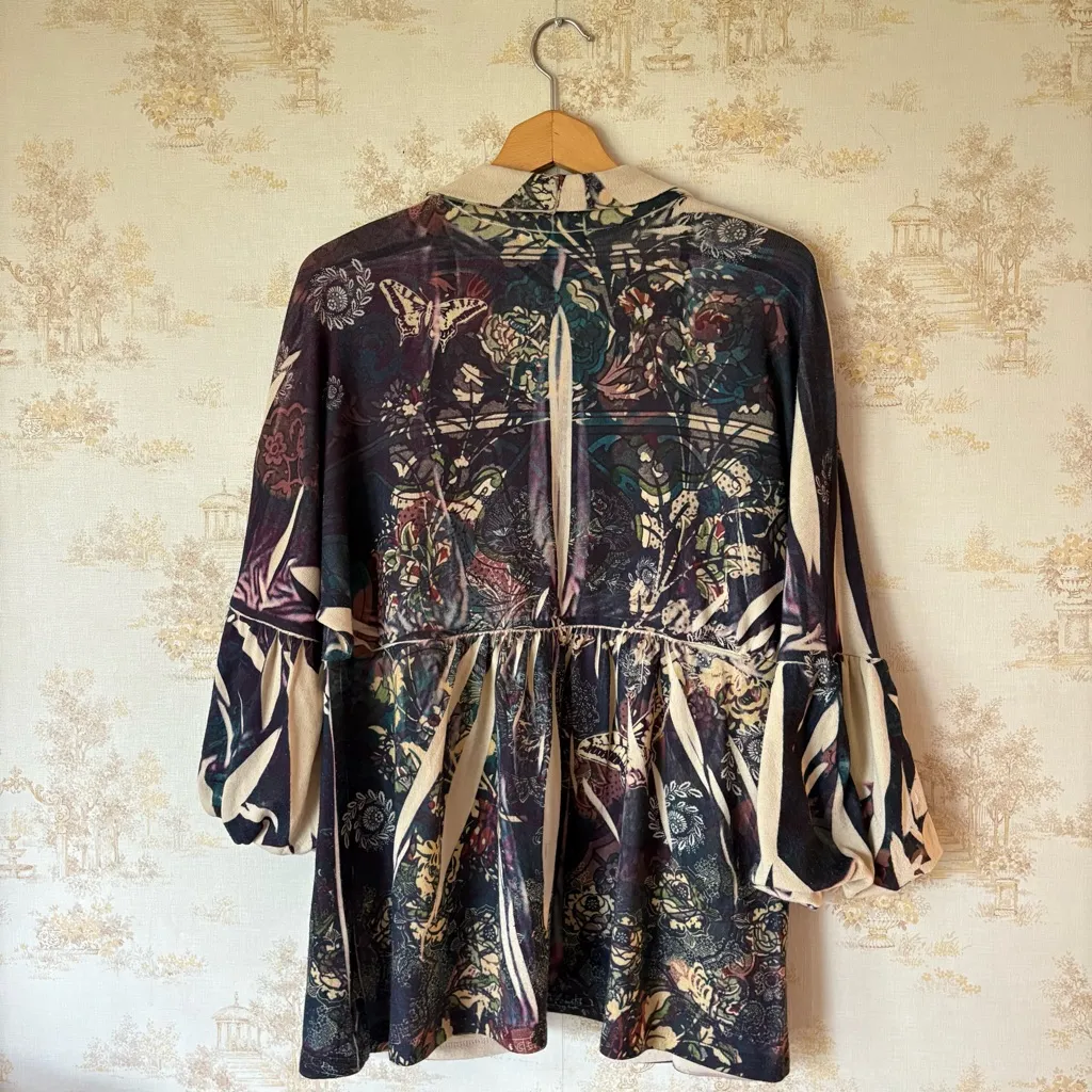 Vintage 90s y2k whimsigoth purple butterfly rhinestone bell sleeve cardigan 2X - Image 7