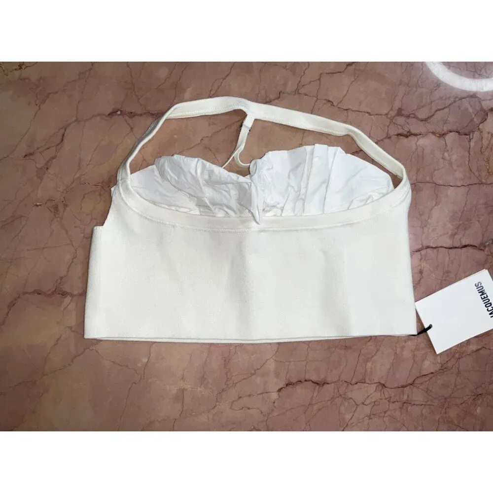 JACQUEMUS Le Bandeau Frivolli Top in Off White 40 New Womens Cropped Bralette - Image 5