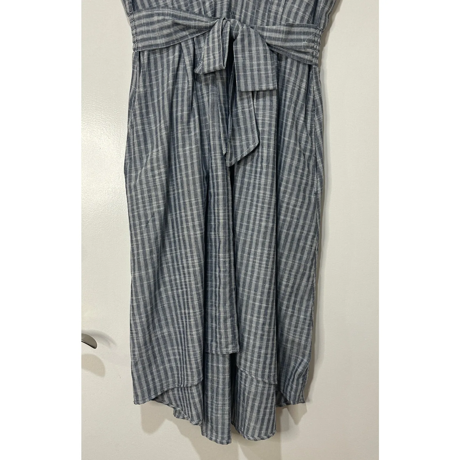Max Studio Stripe Tie Front Cotton Blend Dress Size XL NWT Side Pockets Beachy - Image 8
