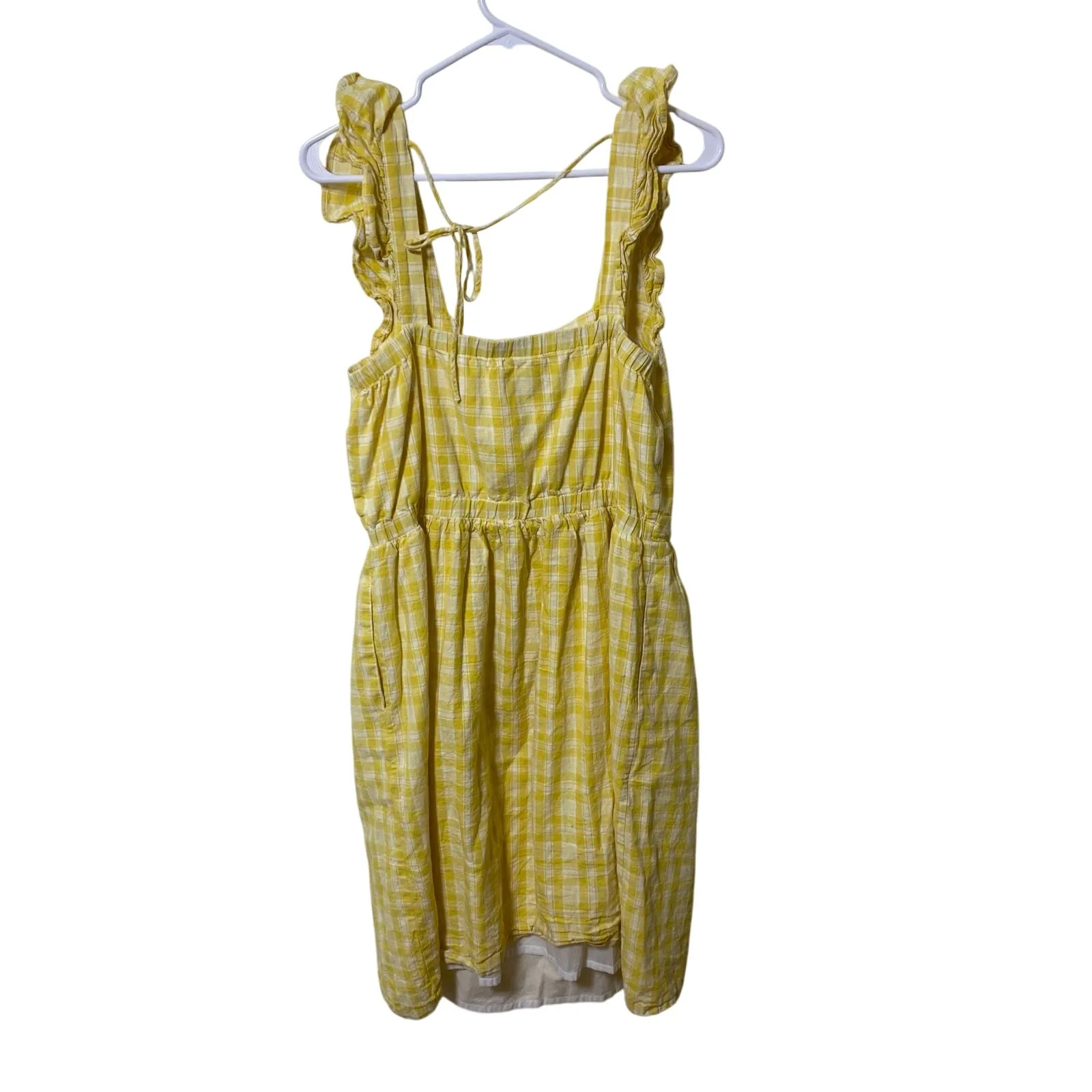 Hope & Henry Organic Cotton Yellow Ruffle Strap Mini Dress Size 10 Summer - Image 3