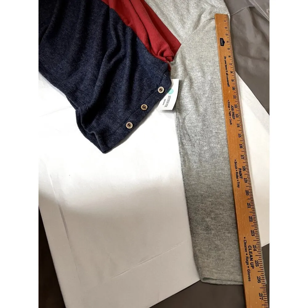 Pink Clover women's size XXL Arabela Button Detail brushed knit color block top - Image 5