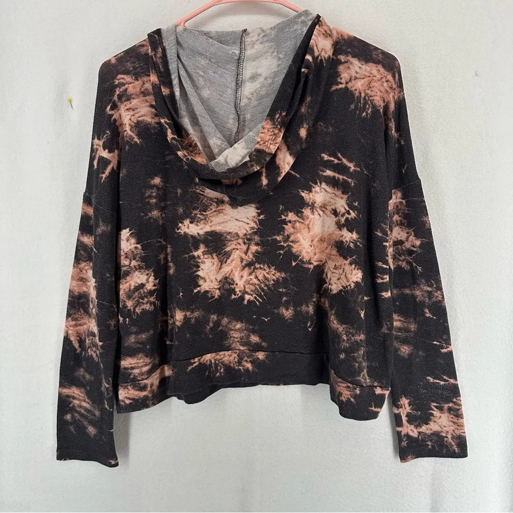 Ginger G Pullover Cropped Bleach Dye Hoodie Womens Medium Grey - Image 5