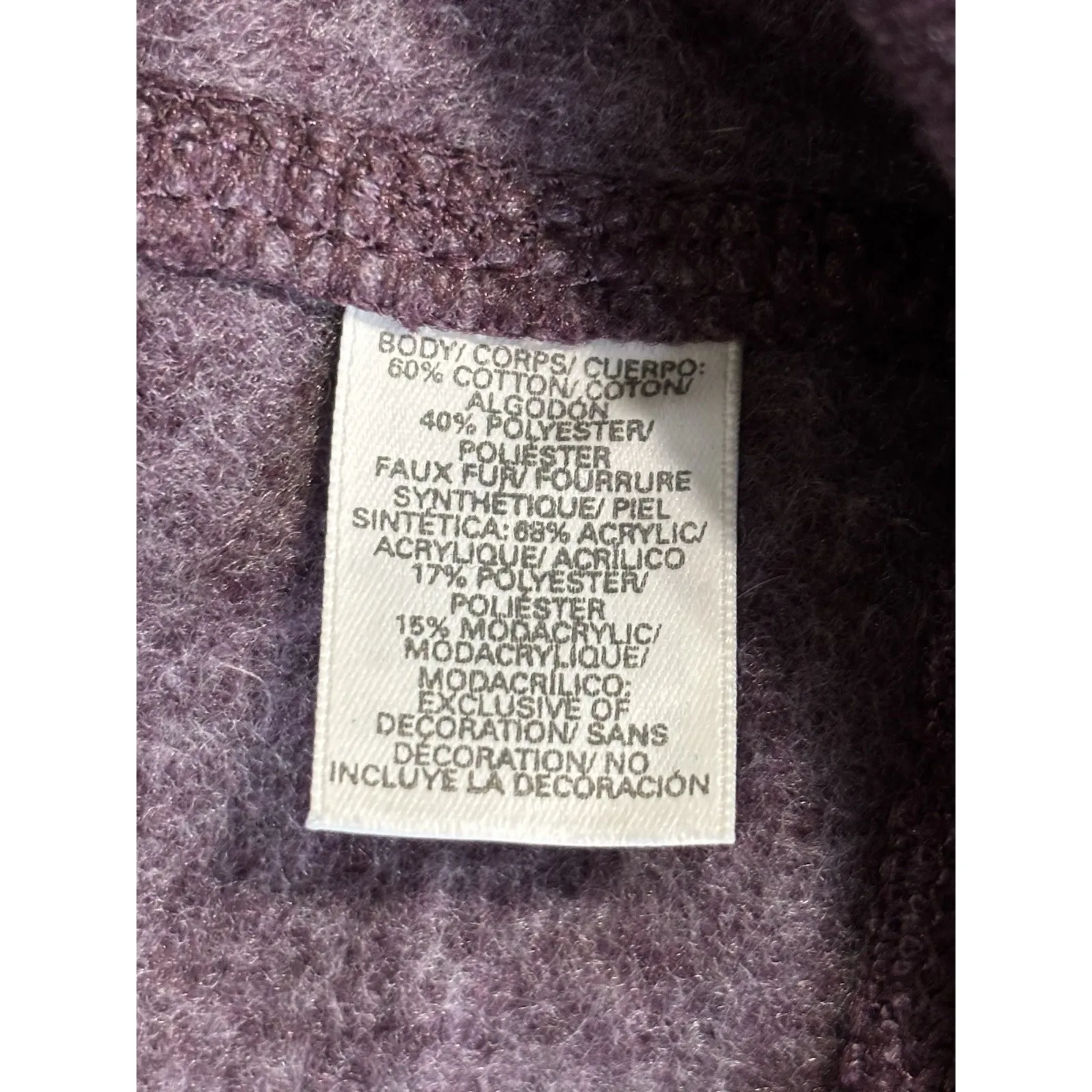 VS PINK Zip Up Size XL Long Sleeve Logo Faux Fur Hood Sequins Purple Jacket EUC - Image 8