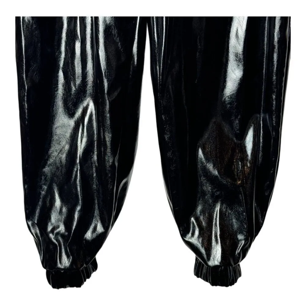 I AM GIA Pants Women Small Black Faux Patent Leather Cobain Jogger‎ Goth Baggy - Image 6