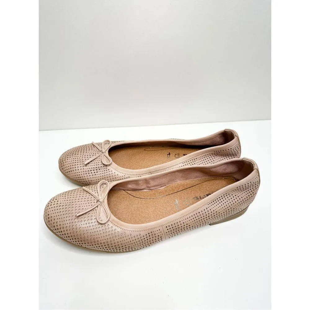 Tamaris Auberon Shoes Womens Size 9.5US 41EUR Leather Ballet Flats Tan - Image 3