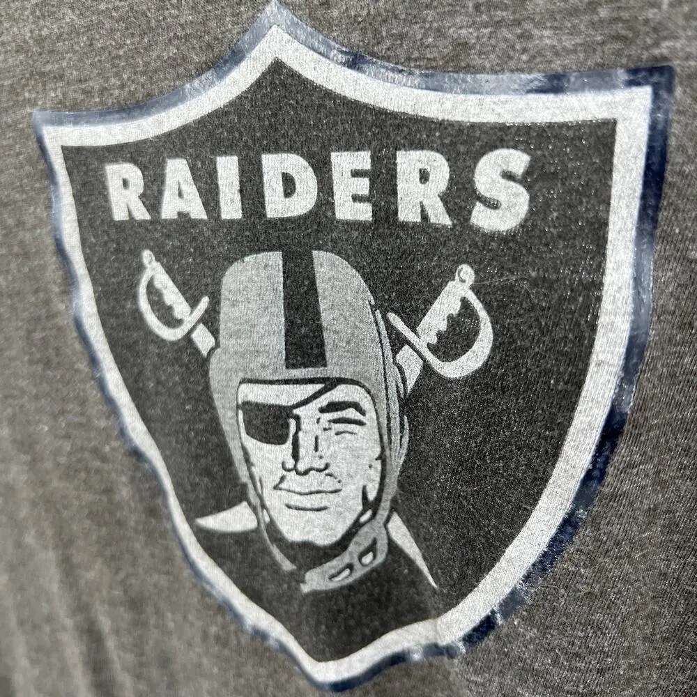 Raiders Tee Shirt T-Shirt Women's LARGE Gray Short Cap Sleeve NFL Team Apparel - Image 4