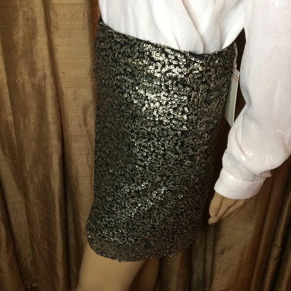 Native Rose Bronze Sequin Mini Skirt - Image 3