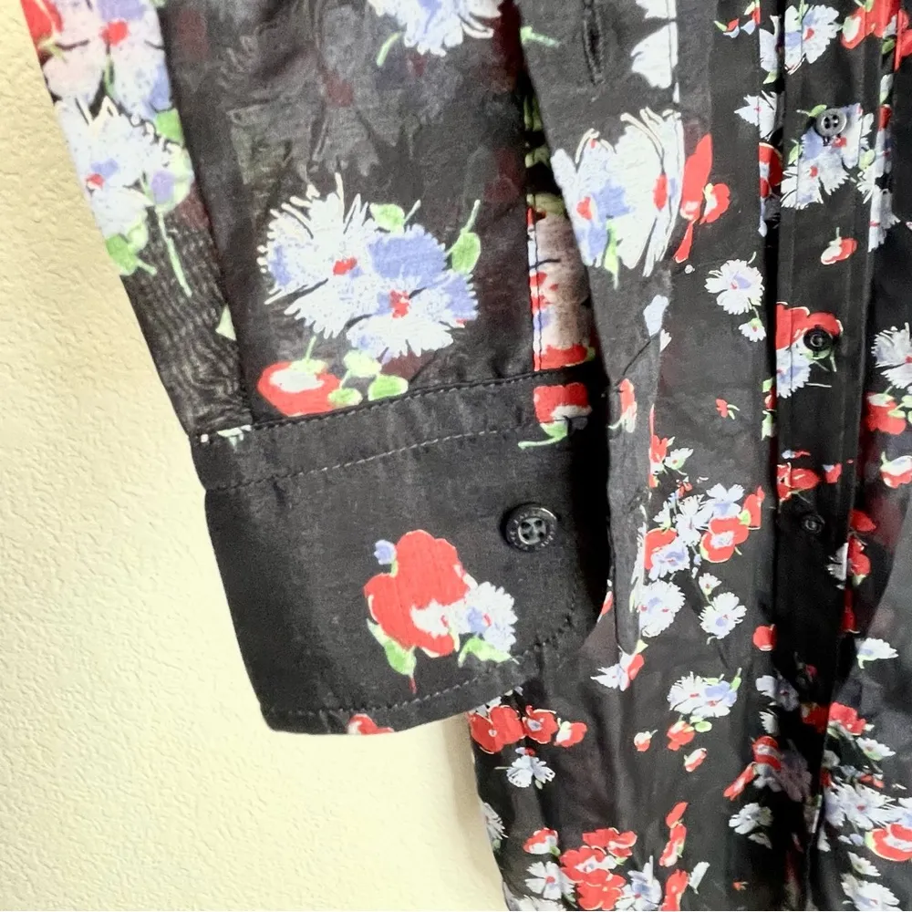 LAUREN by Ralph Lauren button down floral top with collar long sleeve - Image 3