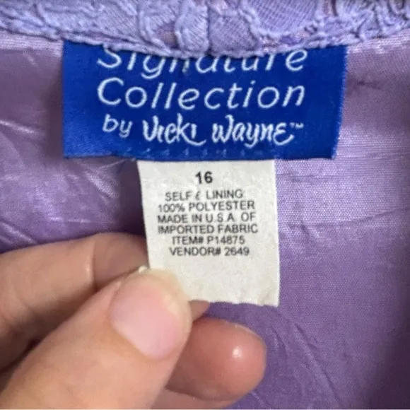 Vintage Vicki Wayne Lavender Lace Button Front Jacket Skirt Suit Set Size‎ 16 Purple - Image 5