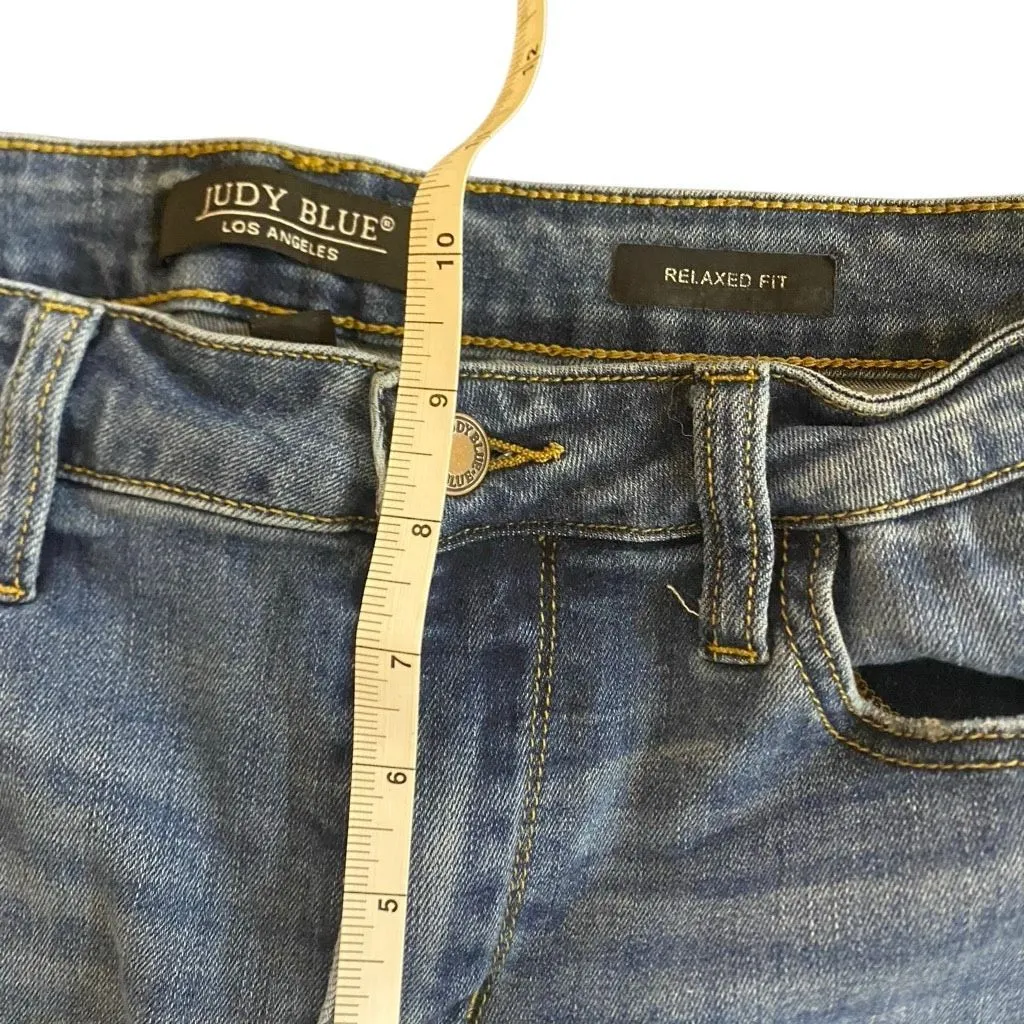 Judy Blue Relaxed Fit Angie Straight Leg Distressed Jeans JB82102DK Size 31 - Image 12