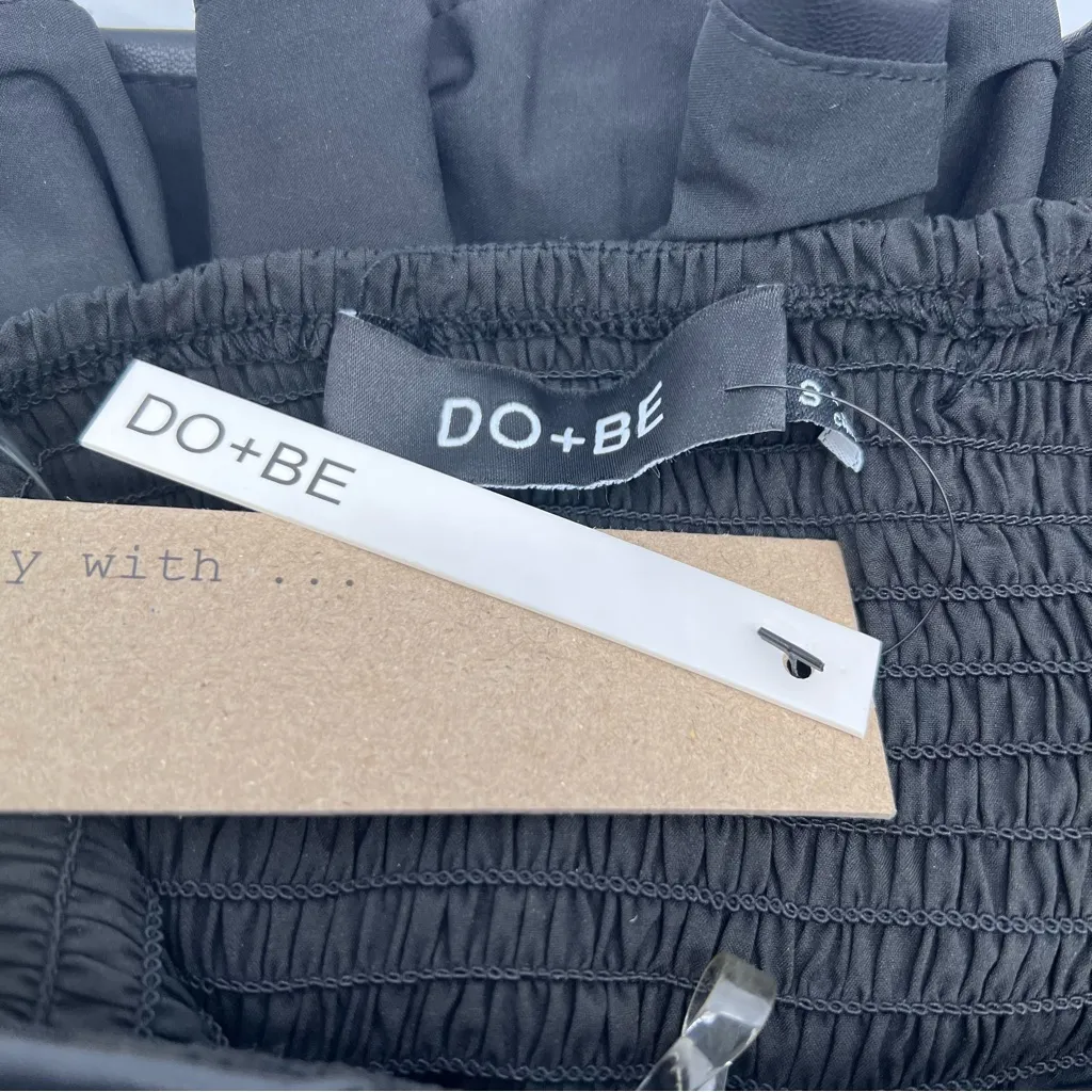 Do+Be Black Strapless Pleated Vegan Leather Strapless Top-Size S NWT - Image 8