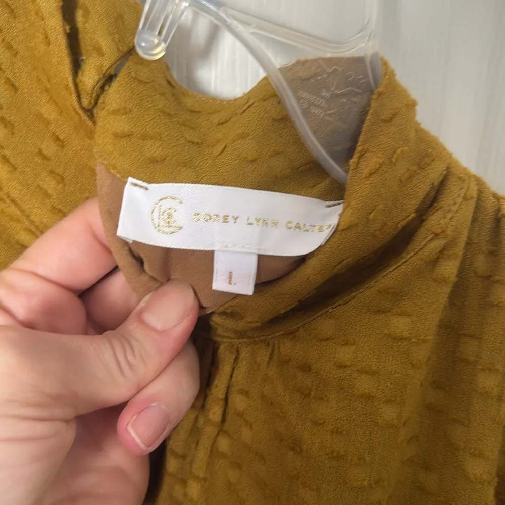 NWT Corey Lynn Calter mustard color Charlotte mini dress size large Yellow - Image 3
