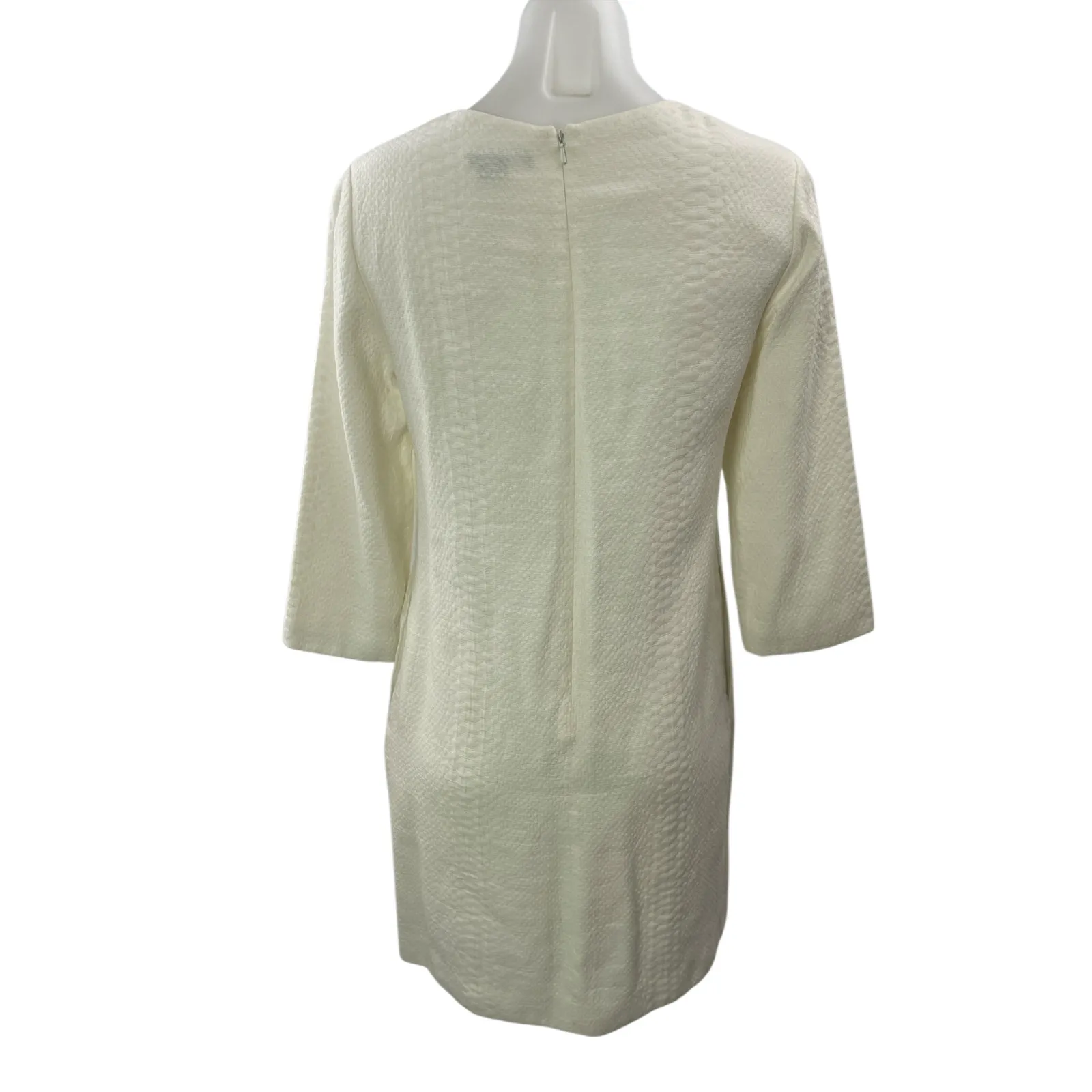 Vince Women's White Snakeskin Jacquard 3/4 Sleeve Tunic Mini Shift Dress Size 4 - Image 2