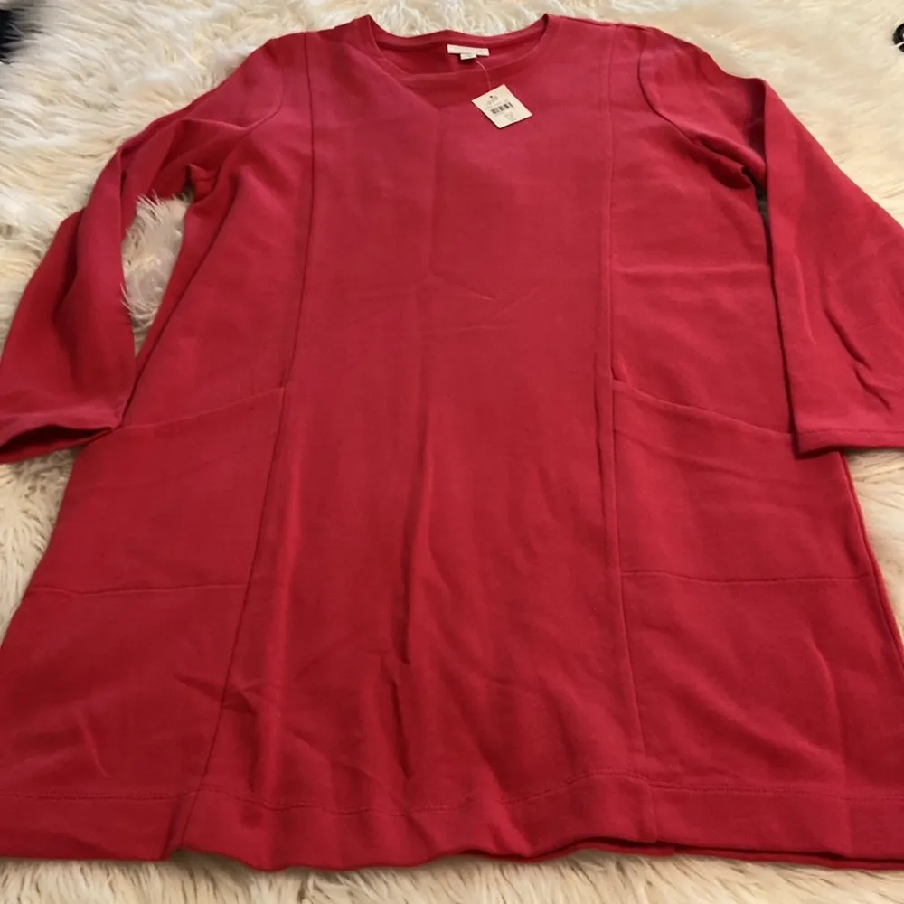 Long Sleeve J.Jill Dress with Pockets length 35” bust 43” 100% cotton size L Pink Size L - Image 7