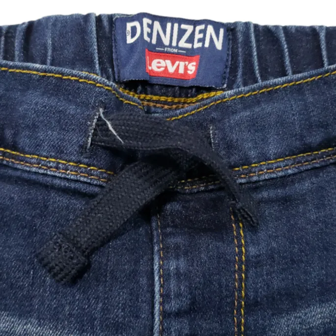 Denizen from Levi's Jeans Size 26 Waist 26X26 Skinny Denim Pull On Drawstring Elastic Waist In Back Women's Blue Denim Pants Stretch Mid Rise  - Image 5