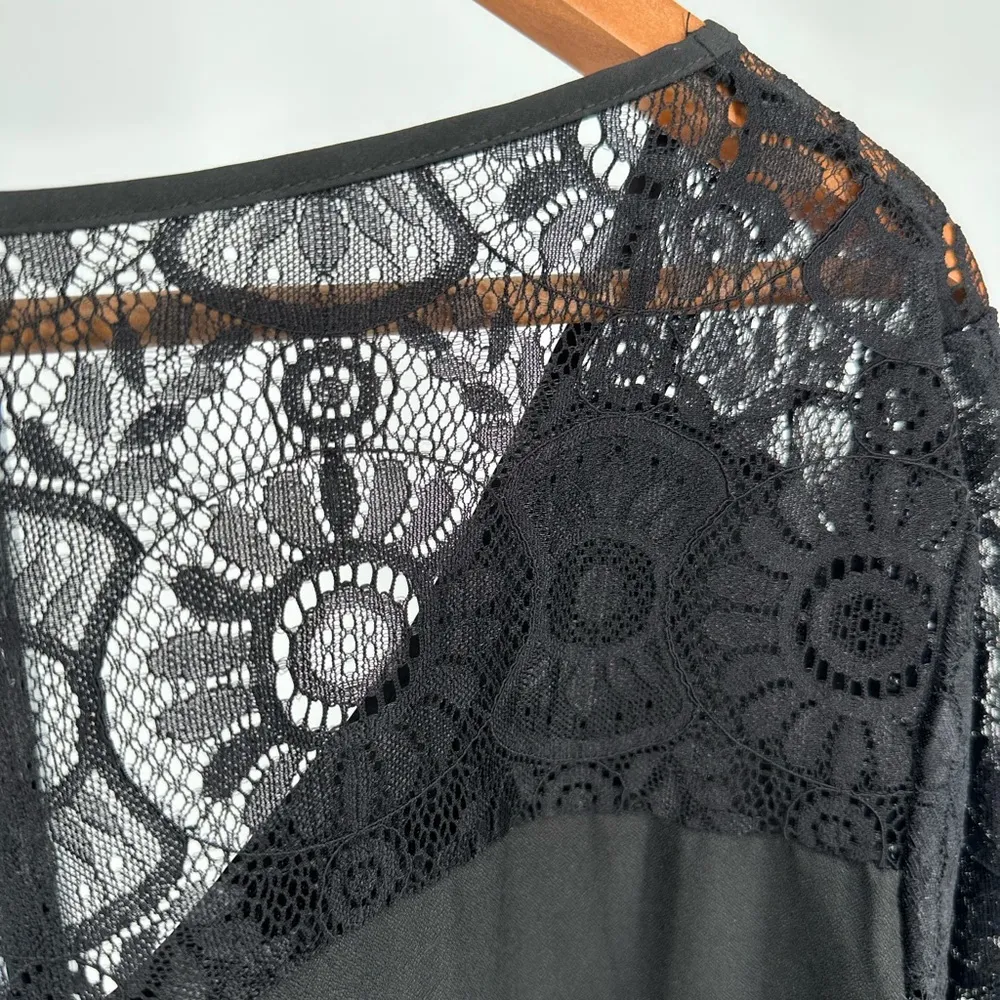 Sonja by Sonja Morgan Fiona Flare Statement Sleeve Lace Trim Top size XL Black - Image 4