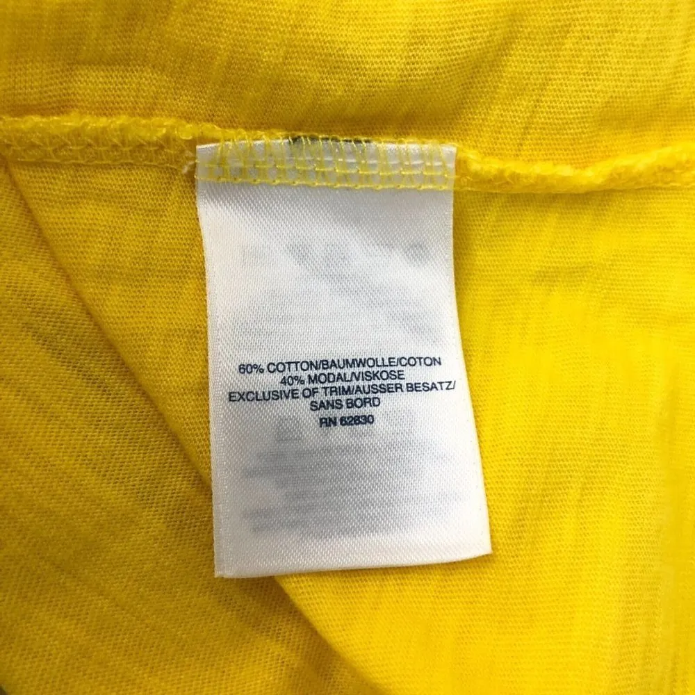 Lands End Womens Top Slub Knit Short Sleeve Scoop Neck Cotton Blend Yellow M - Image 4