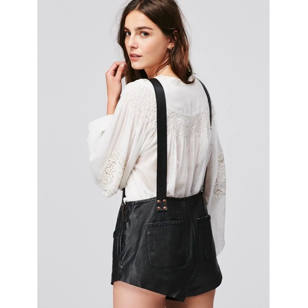 NWT Free People Arlene Leather Romper in Black | Size S - Image 3