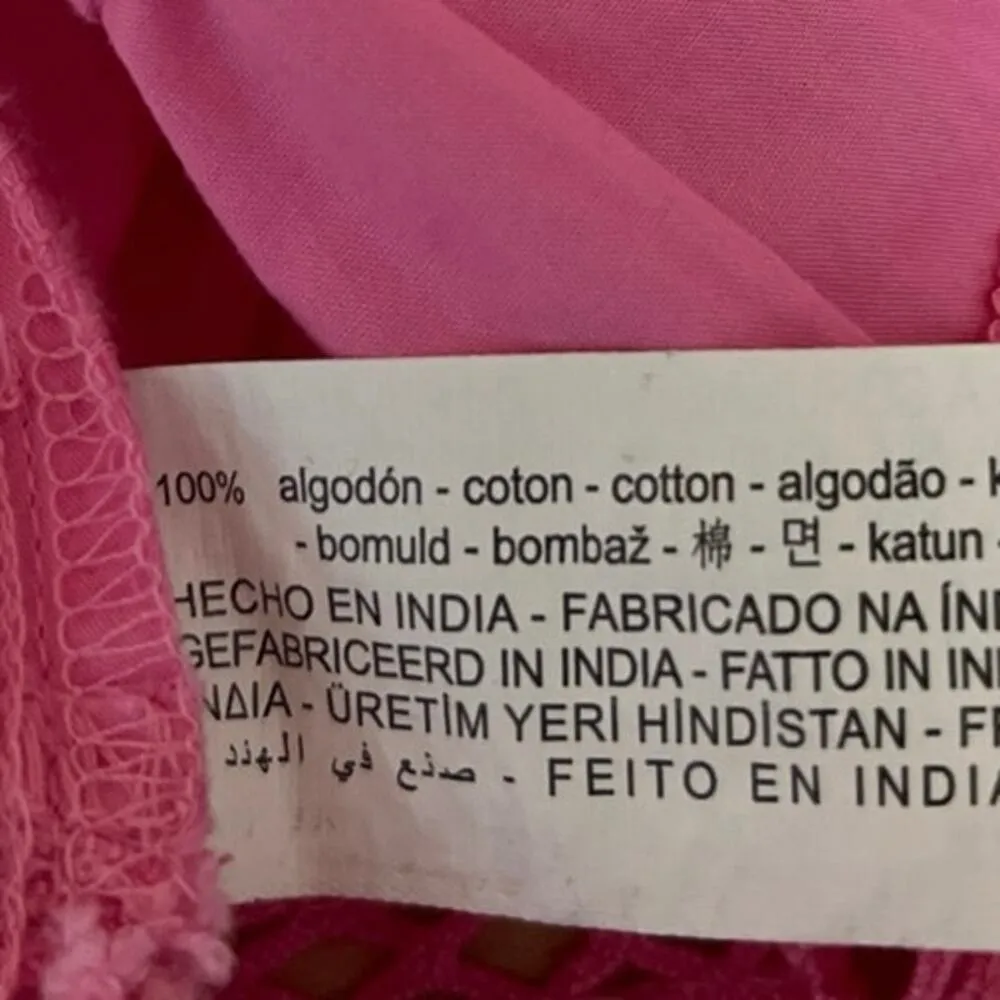 Zara Pink Plunge Neck Tie Front Ruffle Eyelet Cami Camisole Crop Tank Top Size M - Image 4