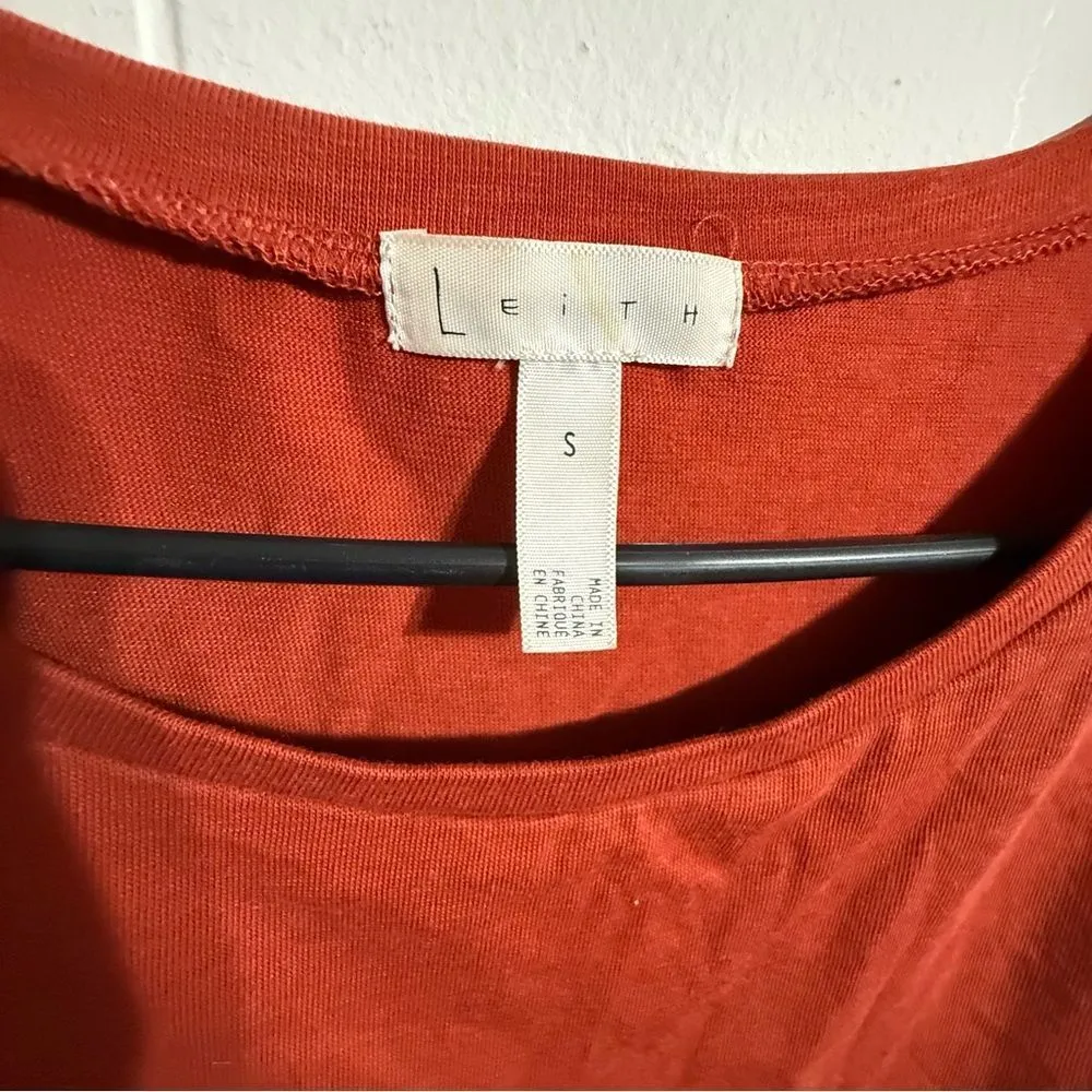 Leith ‎ Red Asymmetrical Ruched Mini Dress - Image 3