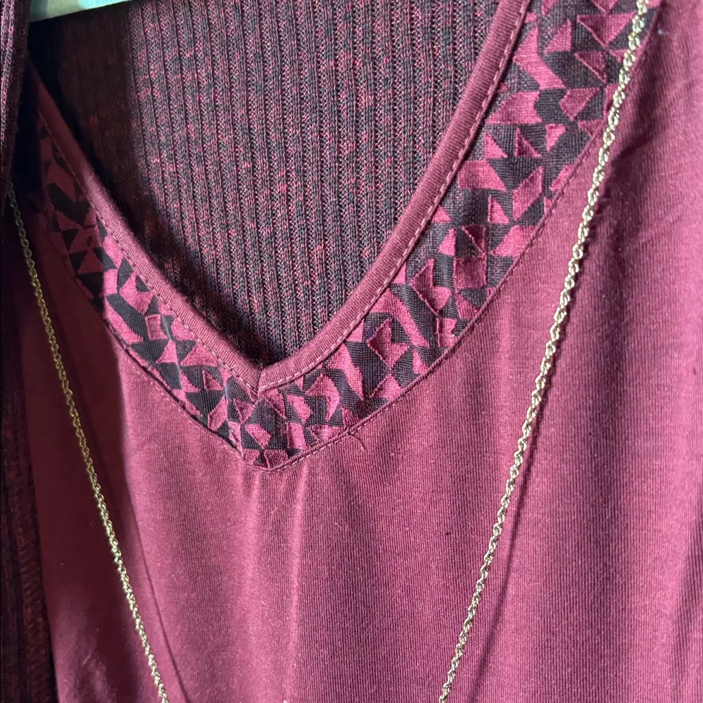 Elegant Burgundy Women's faded glory top 1X one piece with a two piece look - Image 3