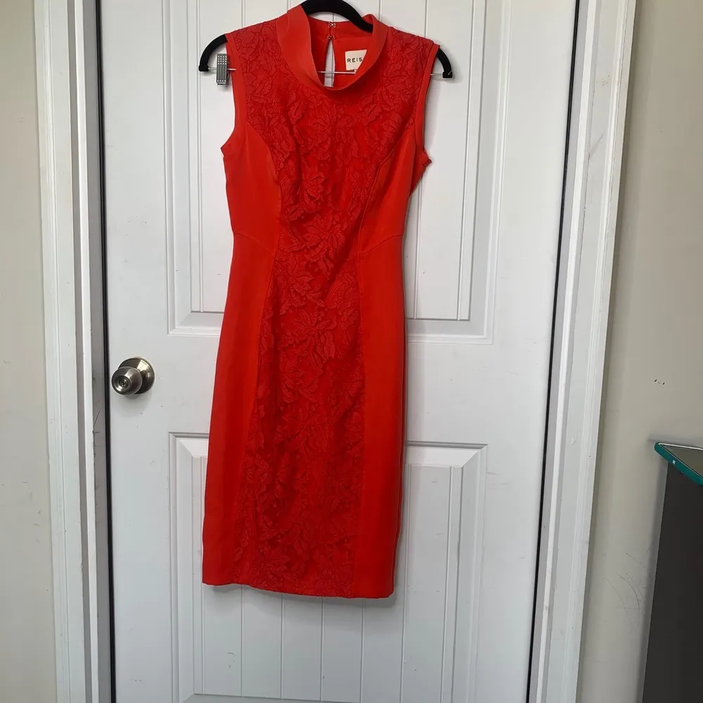 Reiss red‎ lace sleeveless sheath dress size 0 party date night wedding guest - Image 3
