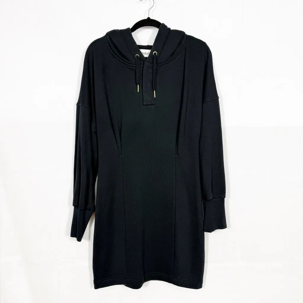 Ba&sh Vara Hoodie Sweatshirt Dress Black Noir - Image 3