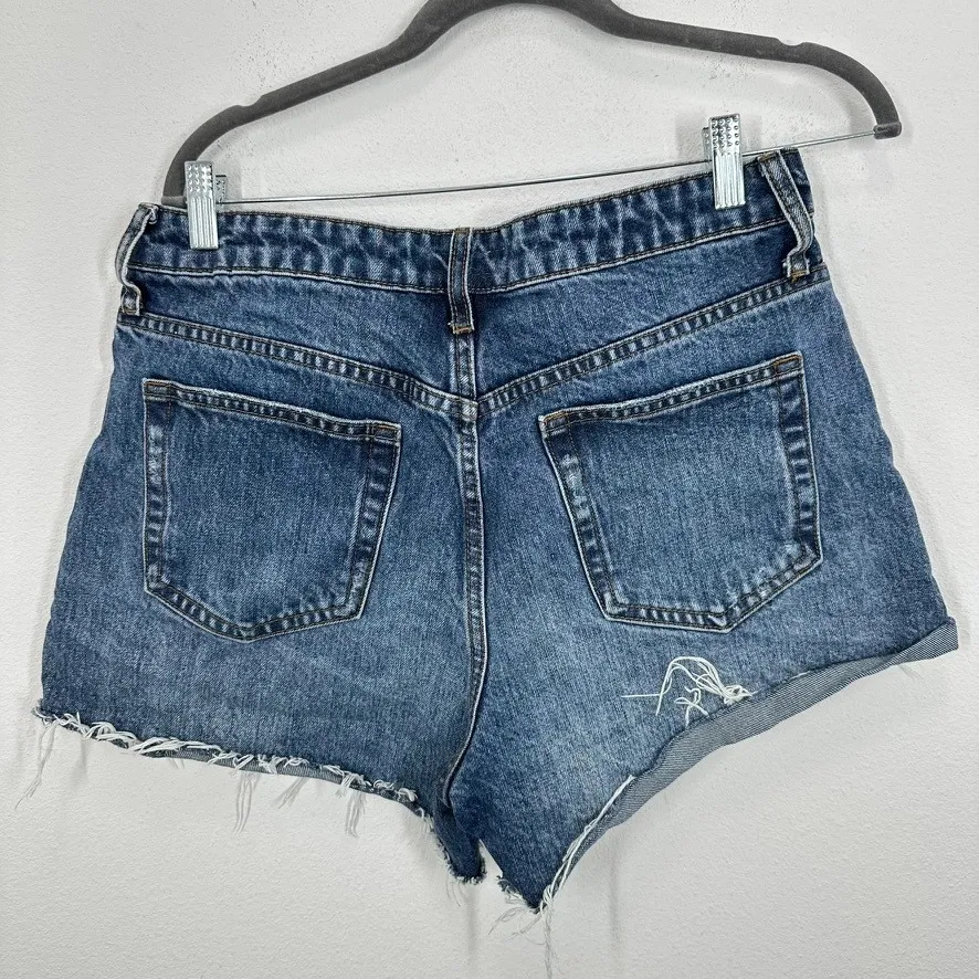 KUT From The Kloth Taylor‎ High Rise Denim Shorts Distressed Frayed Hem Blue - Image 7