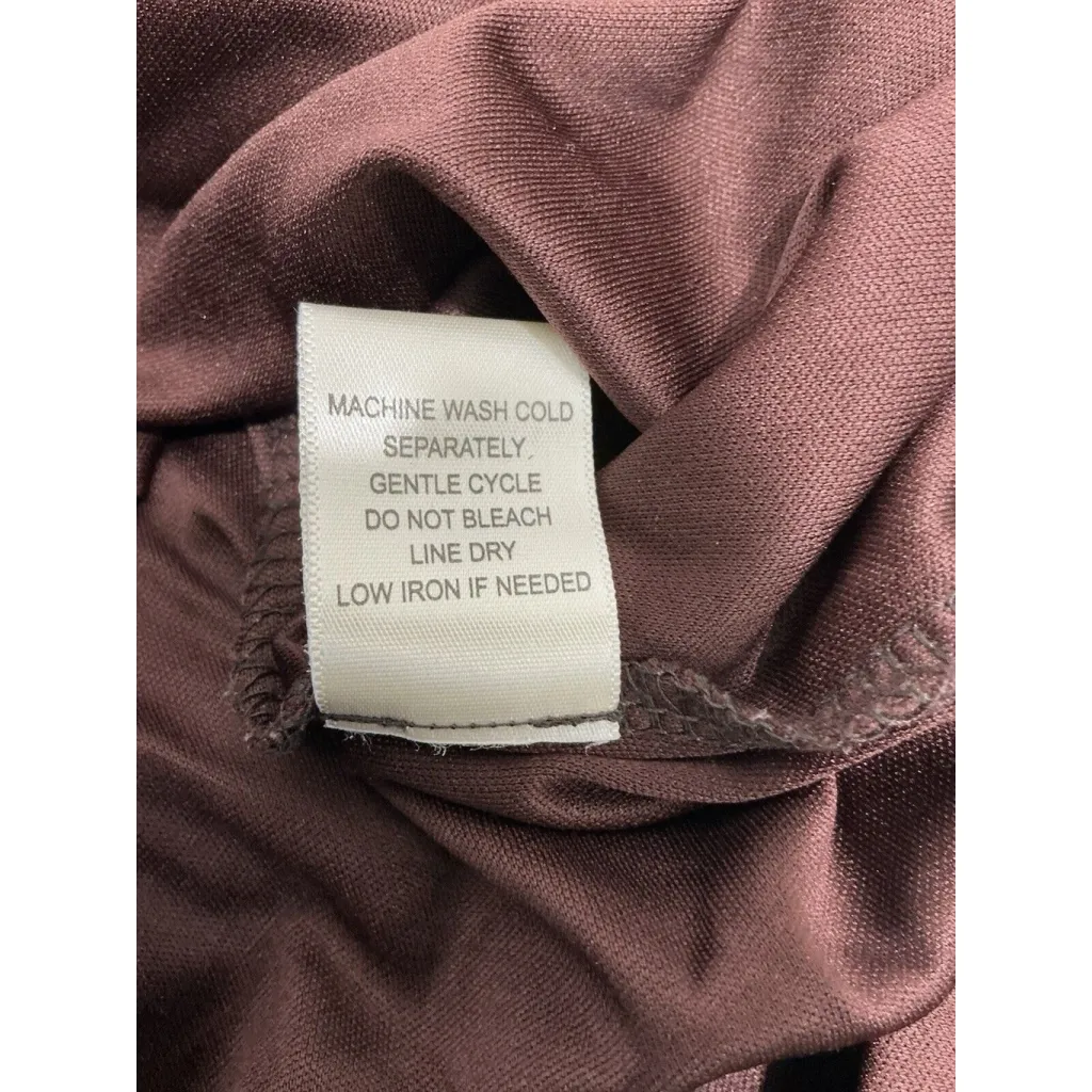 Womans Emma & Michelle Large Brown Pullover Lined Swing Dress Sheer Sleeves - Image 5