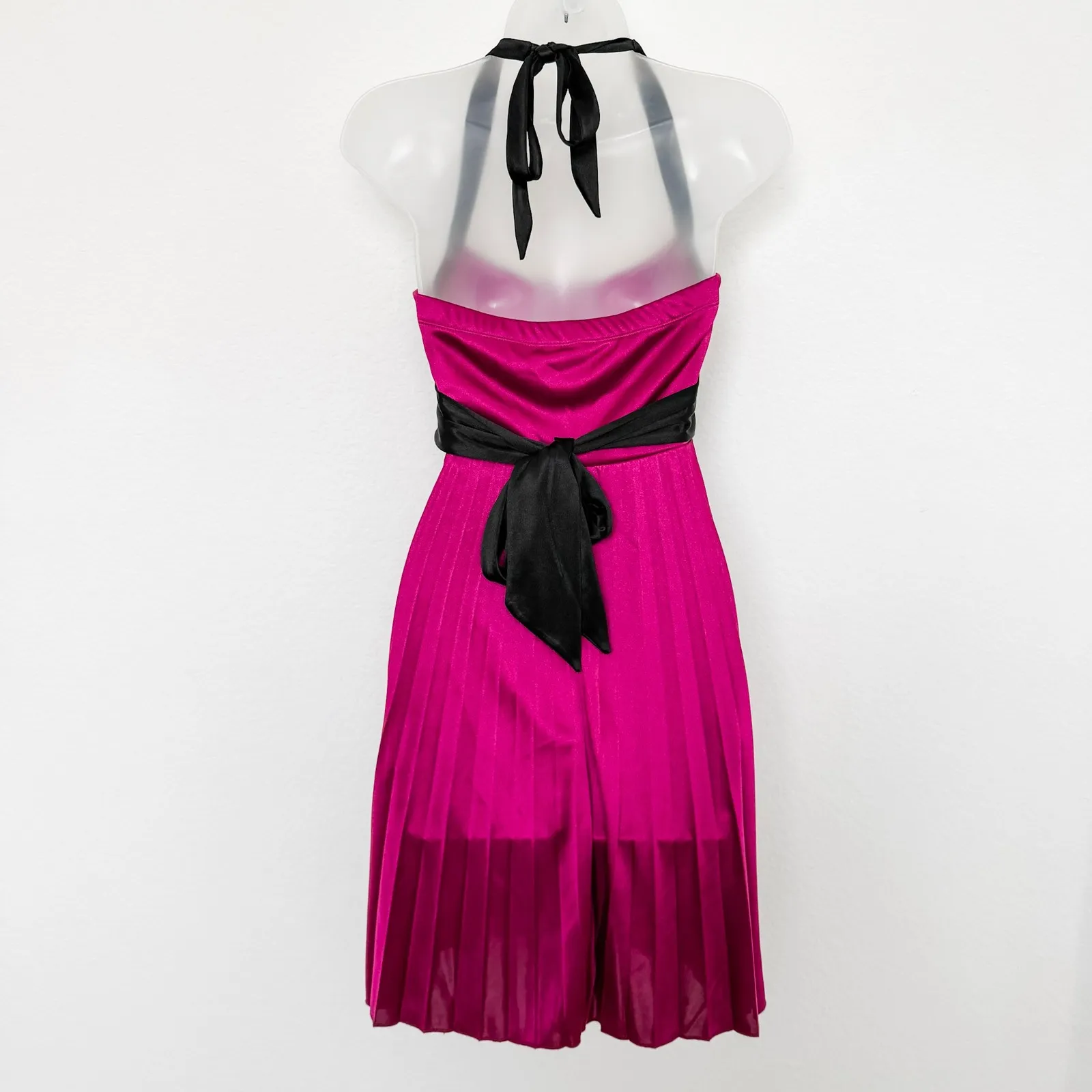Y2K Speechless Womens Halter‎ Babydoll Dress SzS Pink Black Pleated Fairy Grunge - Image 6