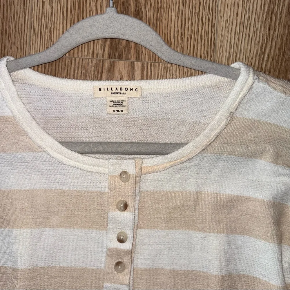 Billabong New Anyday Striped French Terry Henley M Beige White NEW without tags - Image 5