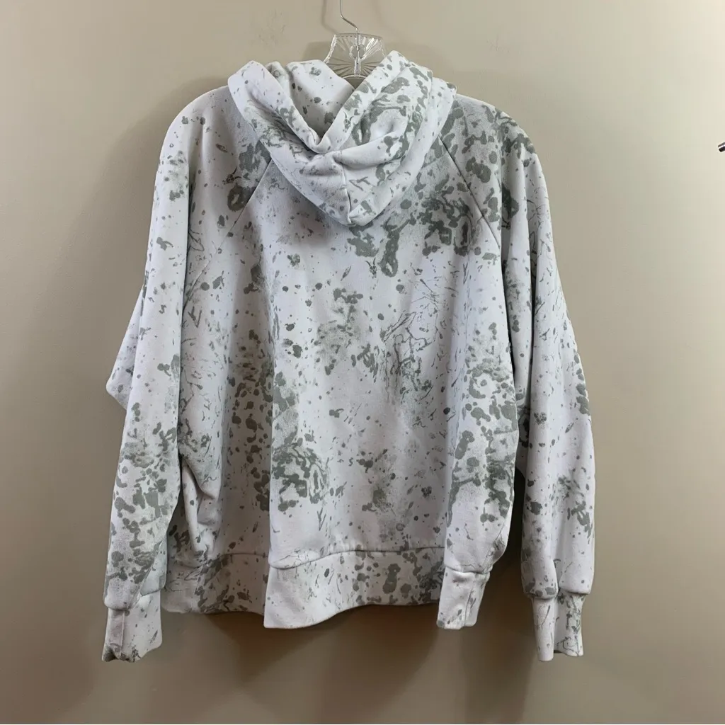 All Saints White and Gray Paint Splatter with Gold Logo Sweatshirt Hoodie - Image 9