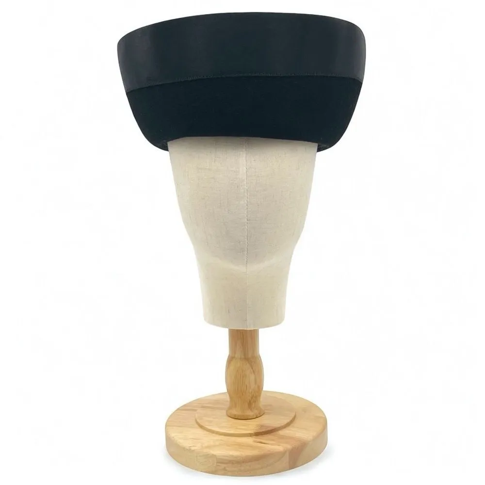 Vintage 1950s Carol Black Velour Breton Hat Wide Satin Band New York Creation - Image 4