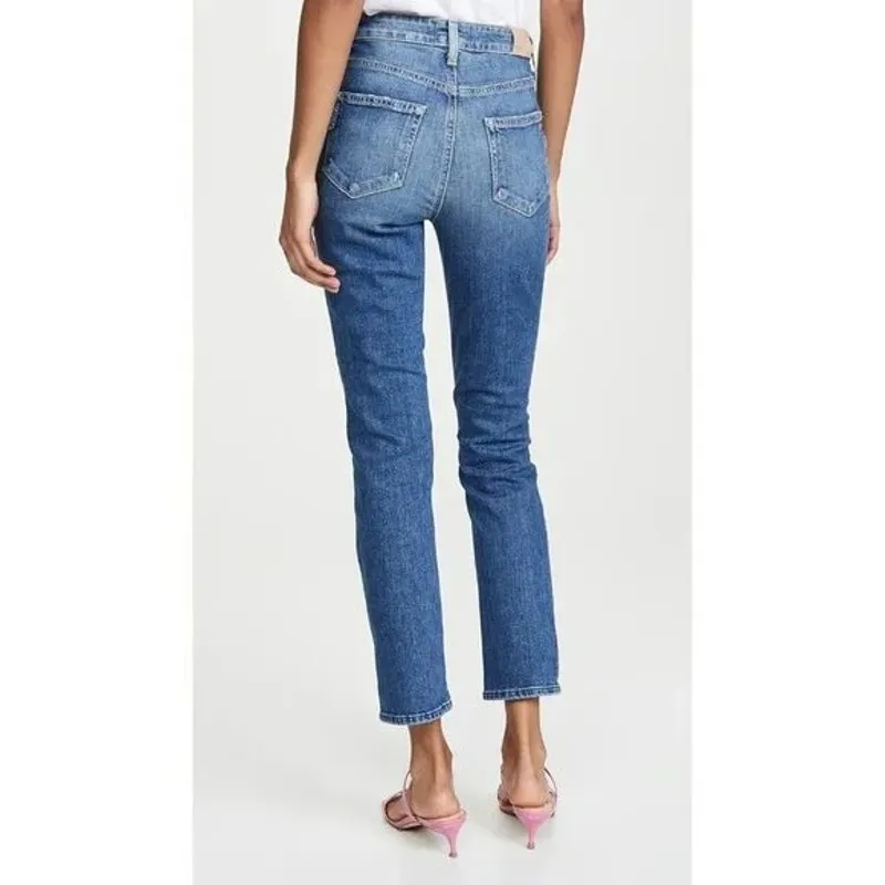 Anthropolgie Paige Sarah Slim Cropped Classic High Rise Distressed Jean 26 Blue - Image 4