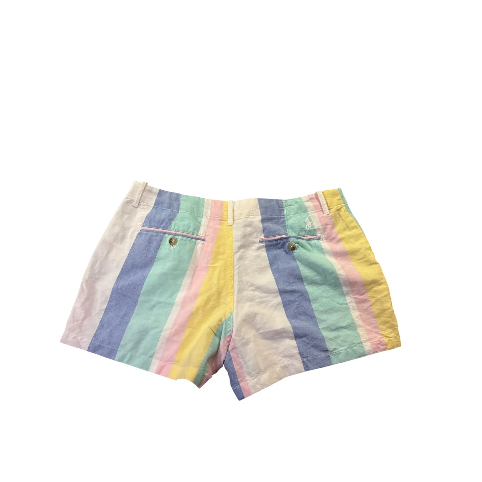 Polo Ralph Lauren Striped Cotton Chino Shorts Size 10 Pastel Rainbow Preppy - Image 2