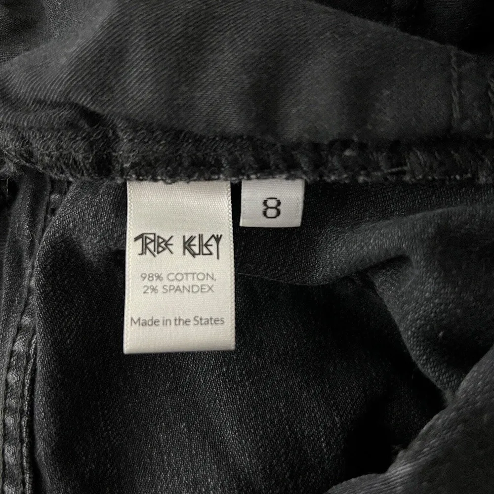 Tribe Kelley Shorts Womens 8 Black Denim Dark Wash Jean Shorts Grunge Streetwear - Image 5