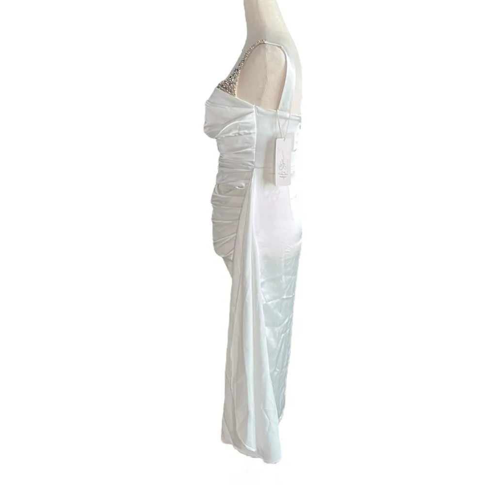 H2Store Satin asymmetrical dress with high slit White Size XS - Image 12