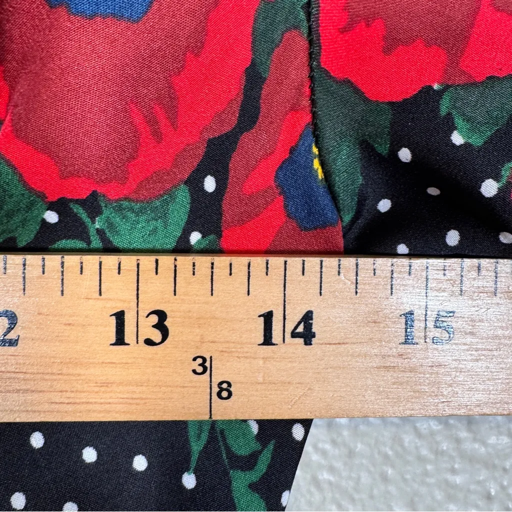 Free People Black Red Polka Dot Floral Mini Dress Womens 0 Long Sleeve Boho Fall - Image 3